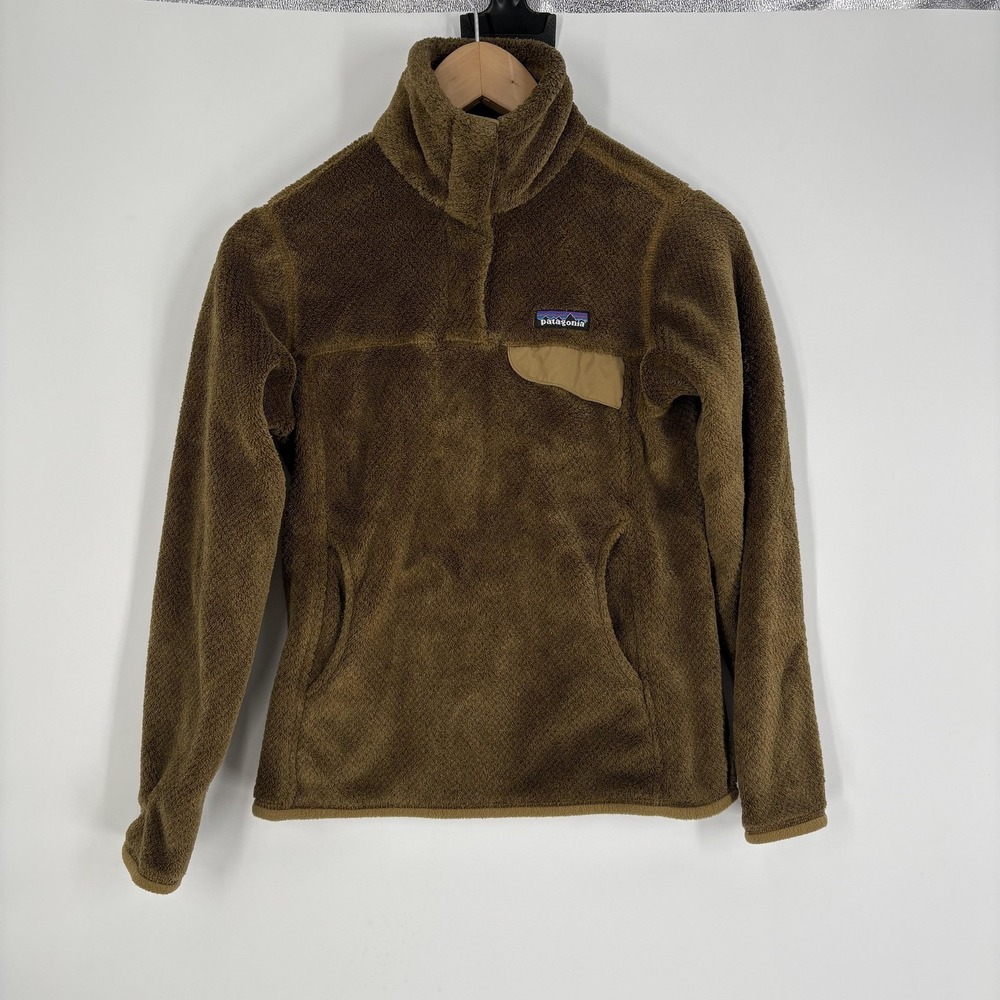 Patagonia Jacket Womens XS Brown‎ Fleece Pullover High Pile Pocket Outdoor